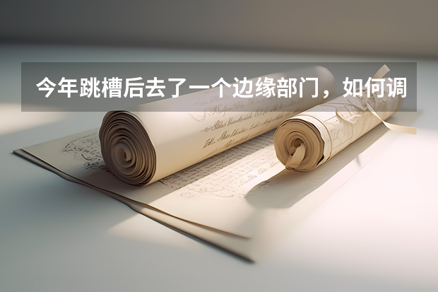 今年跳槽后去了一个边缘部门，如何调整自己心态？