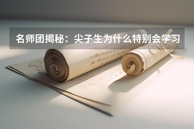 名师团揭秘：尖子生为什么特别会学习
